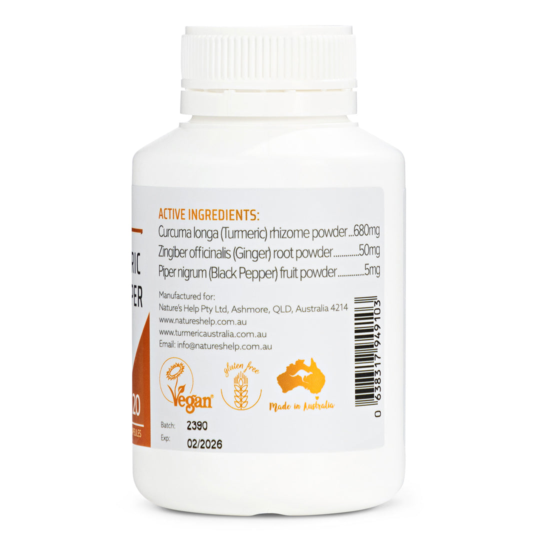 Organic Turmeric Capsules with Black Pepper and Ginger